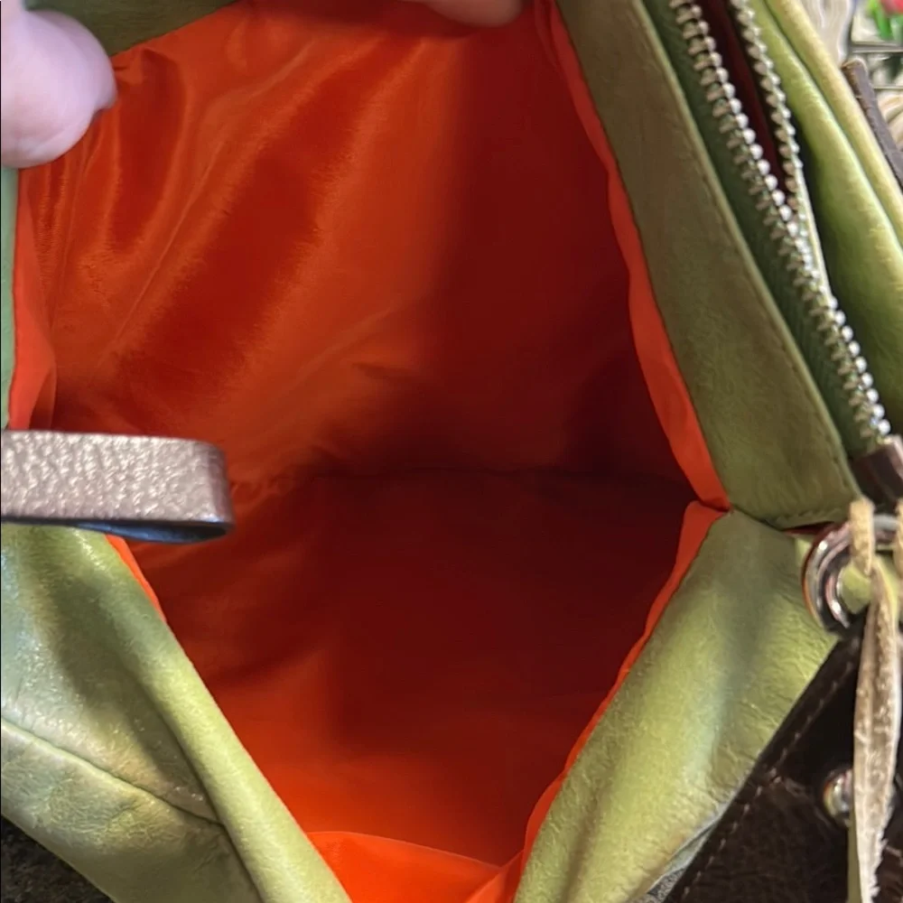 Tano Olive Green Crossbody with Dark Brown Accents